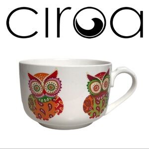 Ciroa Patchwork Owls Coffee/Soup Mug Bowl